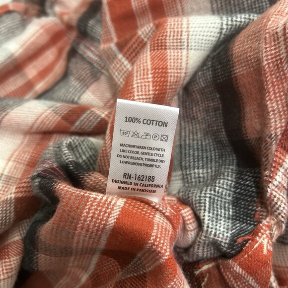 Iron and Resin Red Soda L Brushed Cotton Flannel 2 Pocket Shirt Plaid Button Up - Picture 10 of 12
